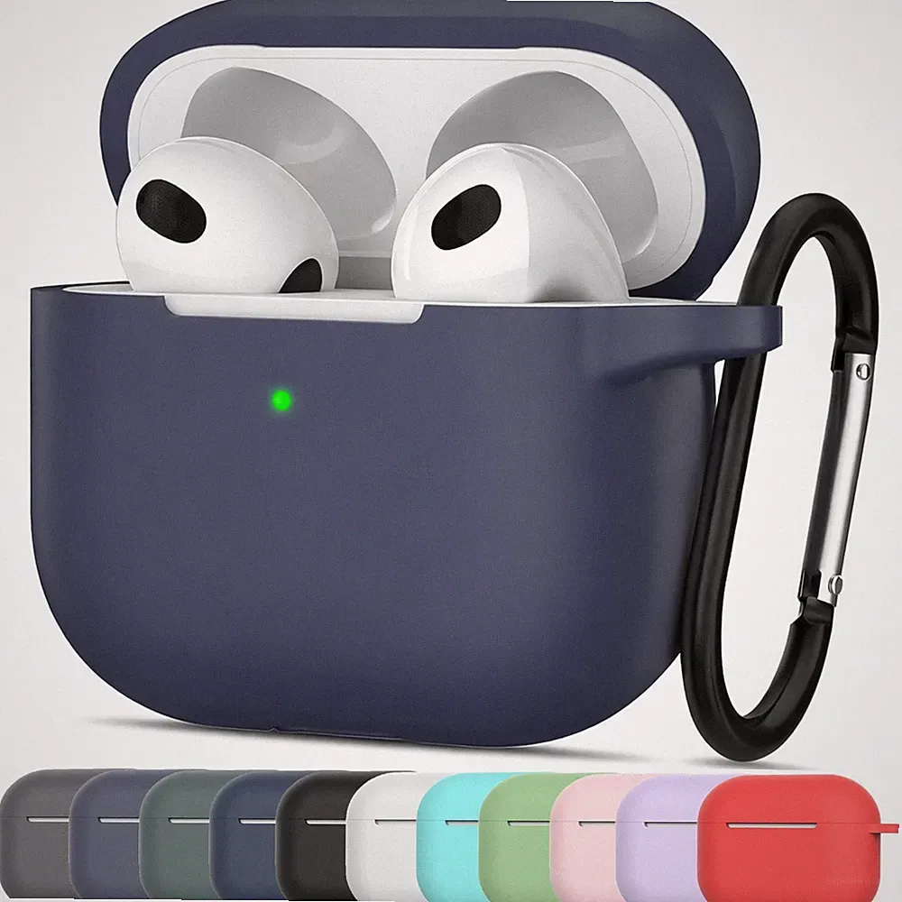 AirPods 3 Silikon Hülle mit Karabiner Soft Touch Case 360° Schutzhülle stoßfest