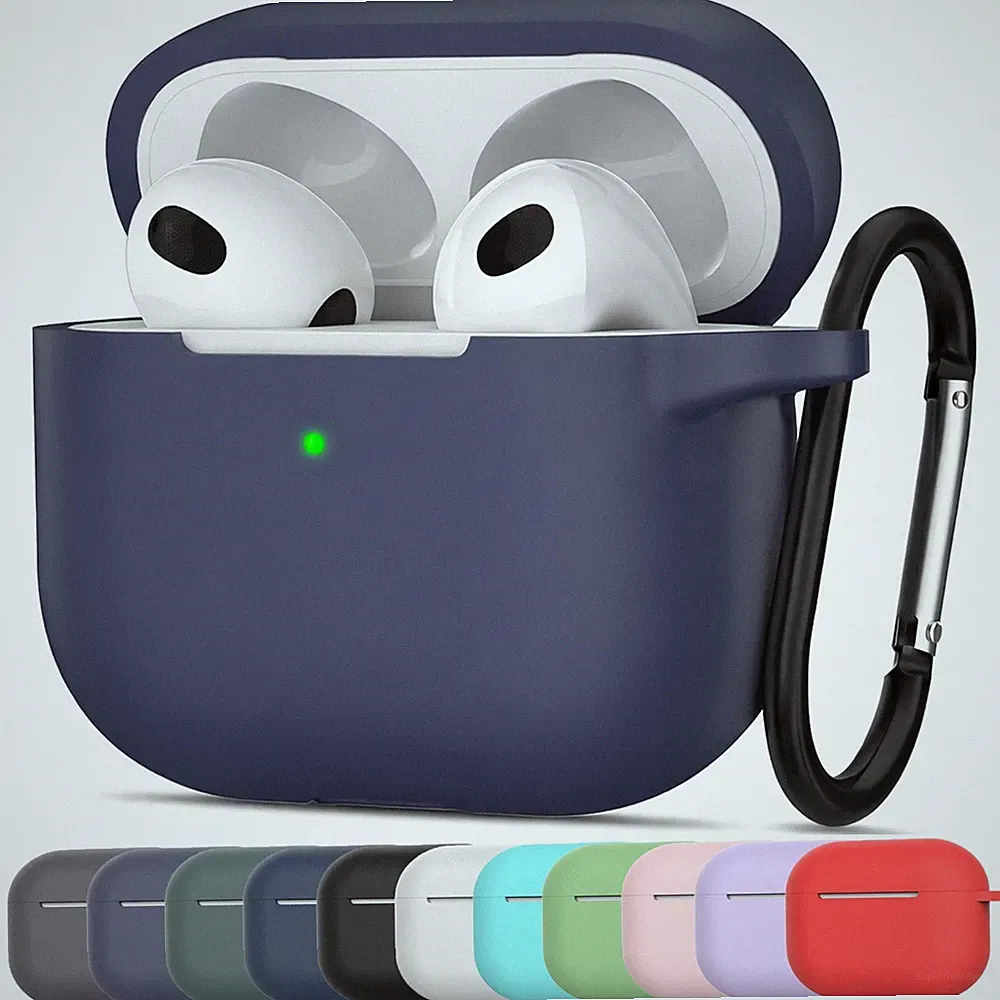 AirPods 4 Silikon Hülle mit Karabiner Soft Touch Case 360° Schutzhülle stoßfest