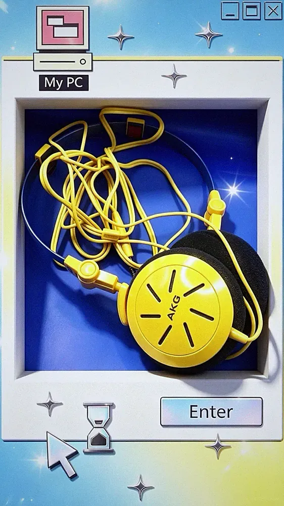 AKG K 402 Kopfhörer Gelb Retro Y2K Vintage Aesthetic On-Ear Cyber Walkman Indie