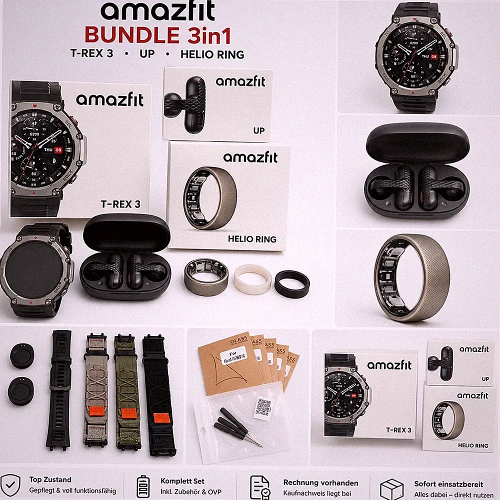 Amazfit Fitness Bundle T-Rex 3 Smart Watch + Helio Ring + UP Open-Ear Kopfhörer