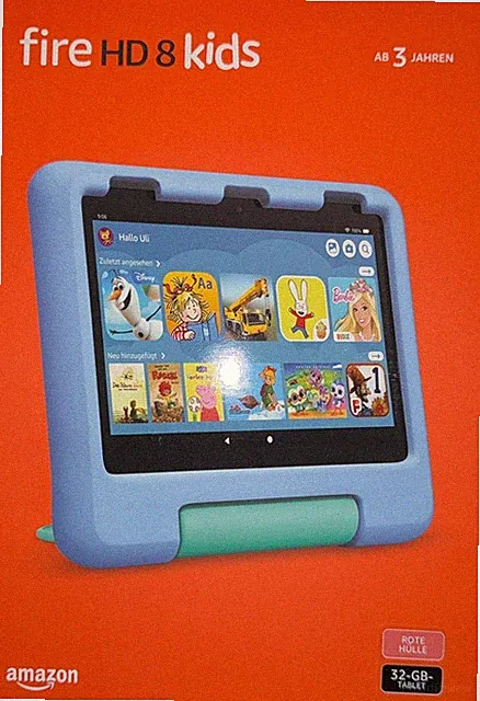 Amazon Fire HD 8 Kids 12. Gen 2022 32GB WLAN 8 Zoll Rot Tablet für Kinder NEU