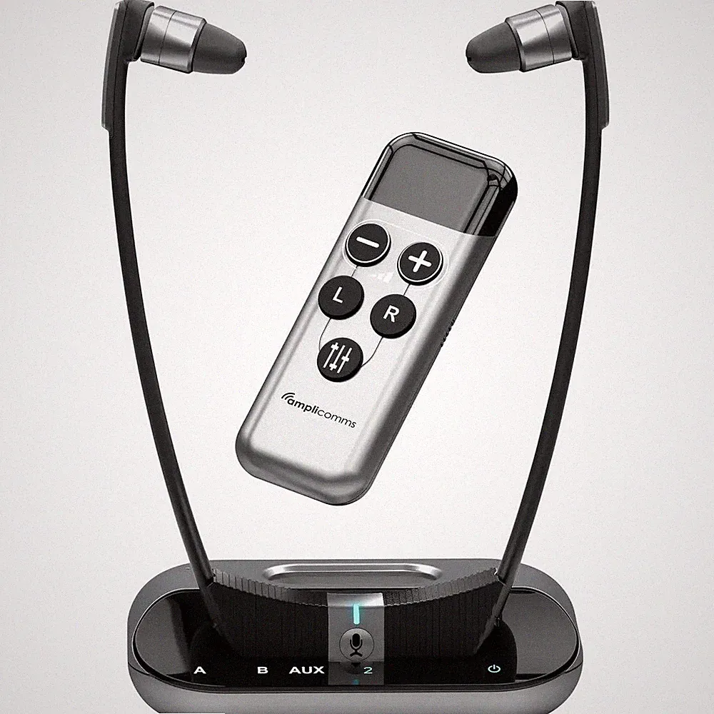 Amplicomms TV3500 In Ear Kopfhörer Kabellos Schwarz, Silber TV