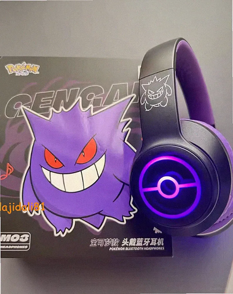Anime Gengar Cosplay Purple Headsets Cute Wireless Bluetooth Headphones Gift