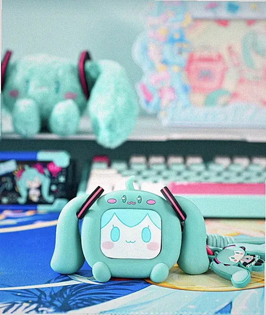 Anime Miku LCD Bluetooth Headphones Touch Screen iPhone Android Hatsune Earbuds