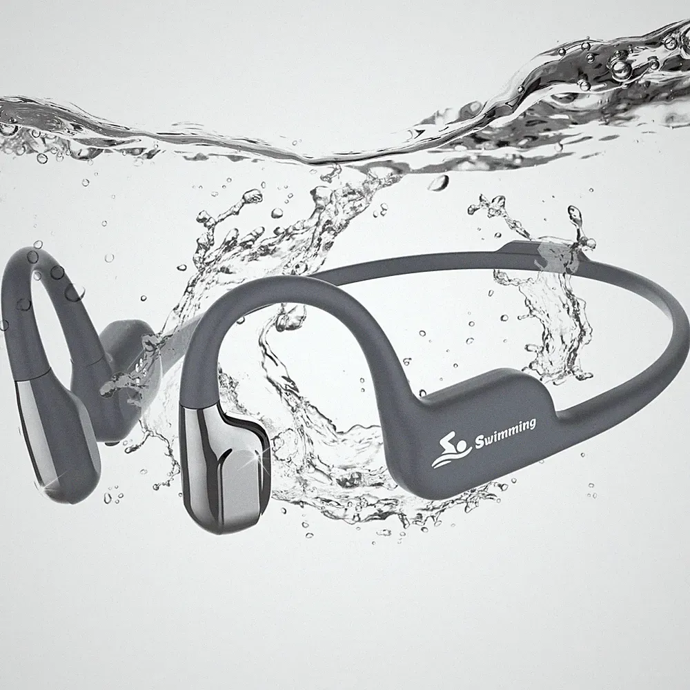 ANSTEN Knochenschall Kopfhörer Schwimmen Bluetooth 5.4, Schwarz, MP3, 8 GB