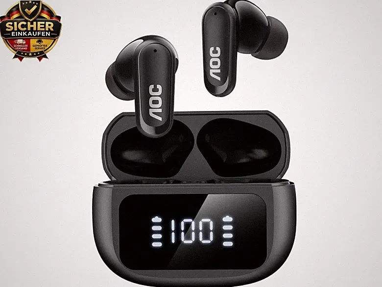 AOC Kopfhörer Kabellos Bluetooth 6.0 in Ear Kopfhörer Bluetooth 40 std | B