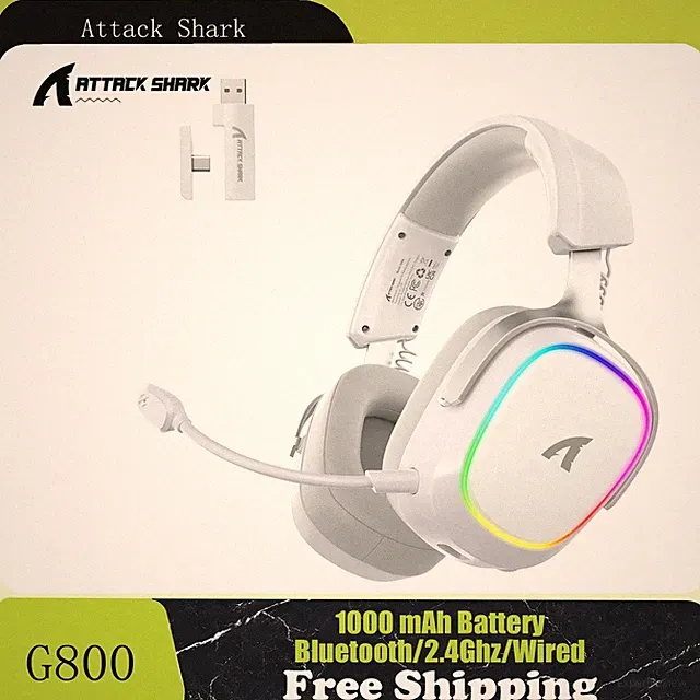 ATTACK SHARK G800 Kabellose RGB Gaming Kopfhörer mit 7.1 Surround Sound Billig24