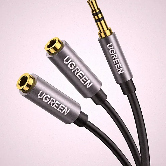 Audio Splitter 3,5mm Klinke Verlängerung Kabel 20cm für Kopfhörer, Handy, PC,...