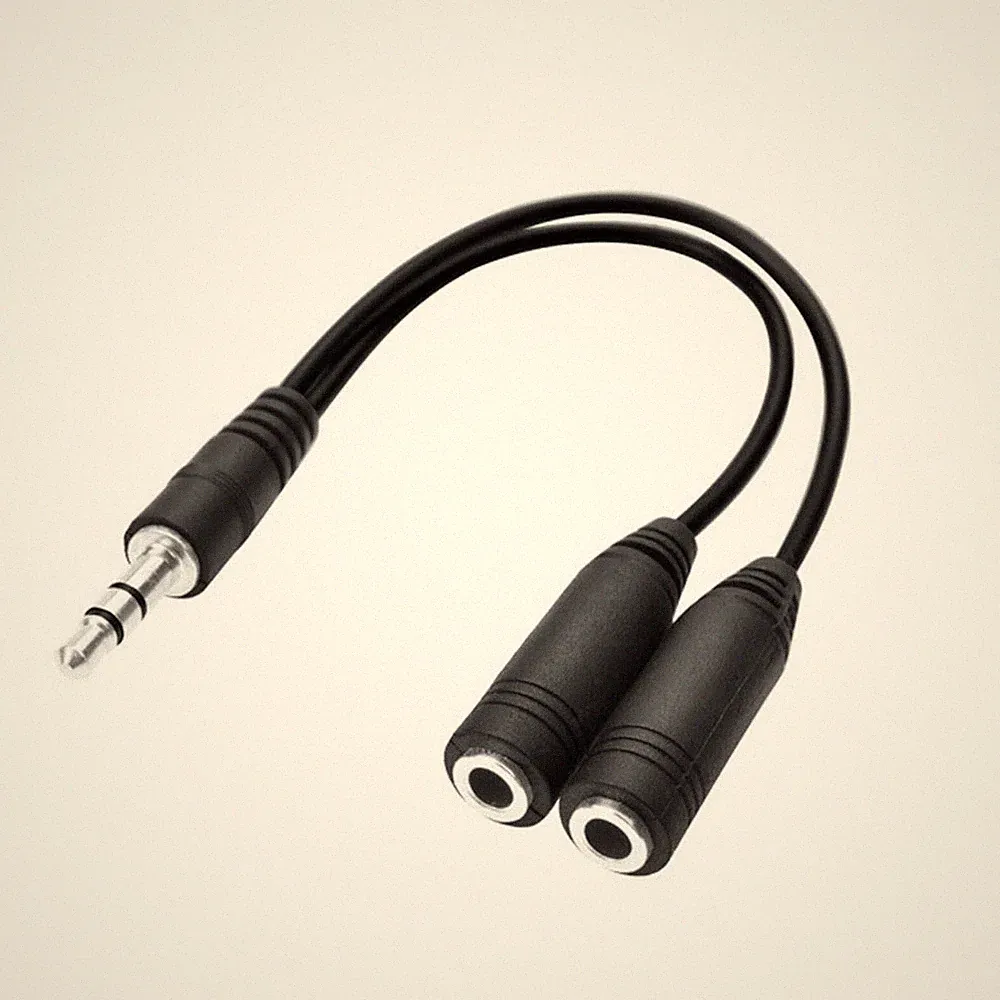 Audio Splitter Kabel Schwarz Y Adapter Kopfhörer Doppler 3.5mm Klinke Computer
