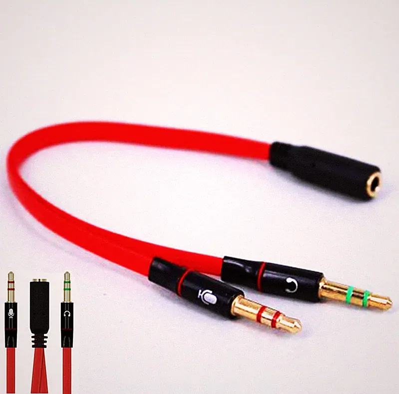 Audio Splitter Kabel Y Adapter Kopfhörer Headset 3,5mm Klinke Stereo Computer RT