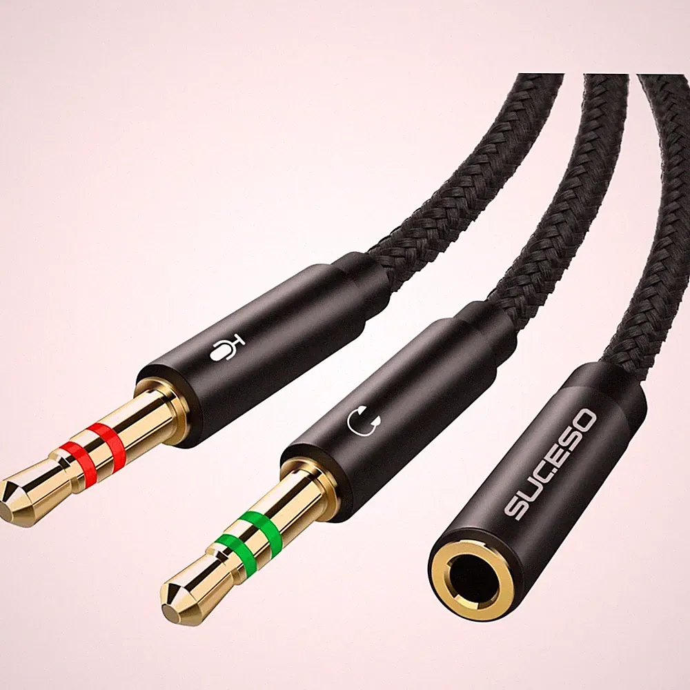 Audio Splitter Y Adapter 3.5mm Buchse auf Doppel 3.5 mm Klinkenstecker Schwarz