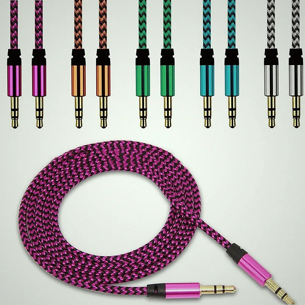 Audio Stereo Kopfhörer Anschlusskabel Nylon 1m 3,5mm Klinke Stecker > Stecker