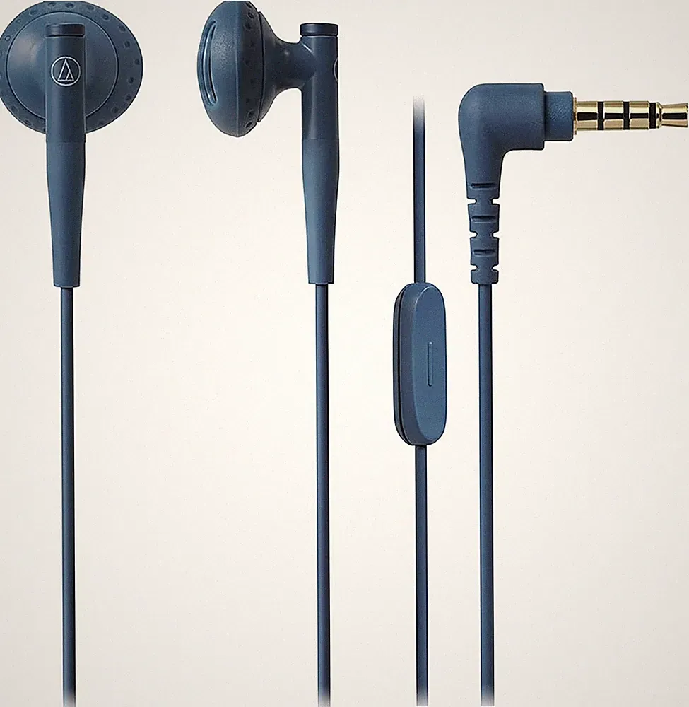 Audio-Technica ATH-C200iS BL halboffene kabelgebundene Kopfhörer mit Mikrofon...