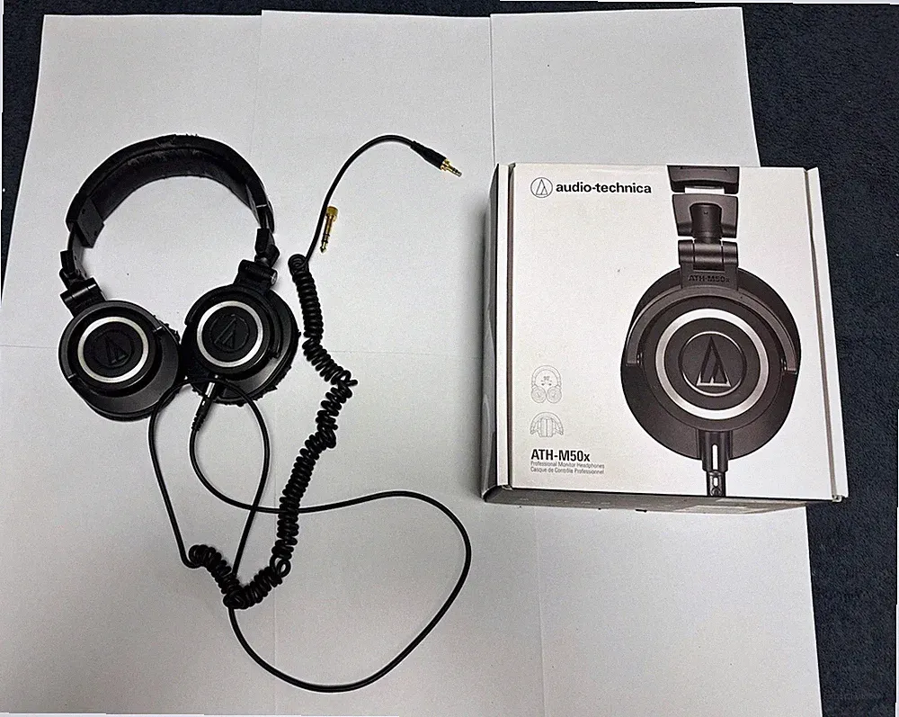 Audio-Technica ATH-M50x Over-Ear Kopfhörer Kopfbügel schwarz 3,5mm abn.Kabel
