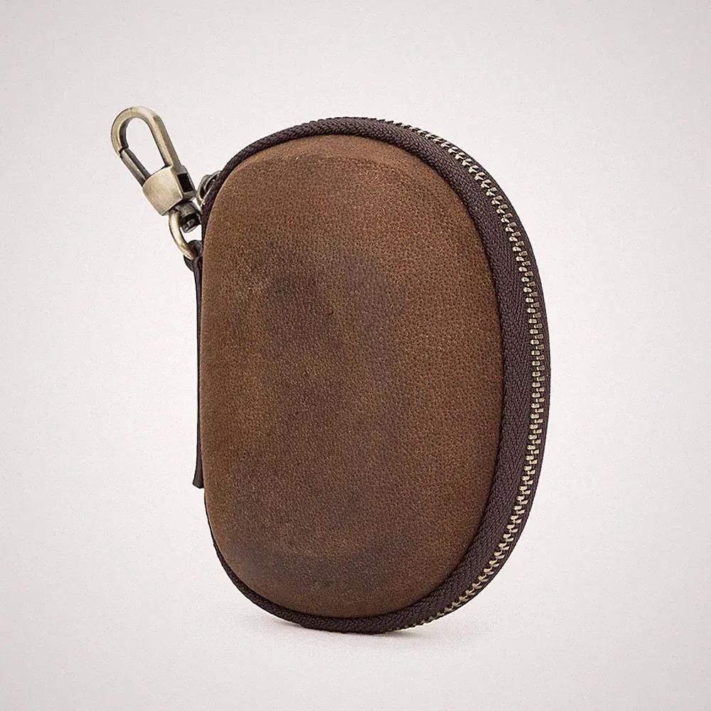 Aufbewahrungstasche Kopfhörer Leder Retro Reiseetui Münzgeldbörse 8x4,5x11cm