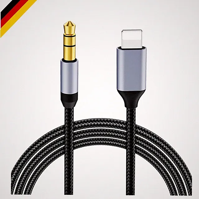 Auto Aux Kabel 1M Lightning auf 3.5mm robust für klares Audio