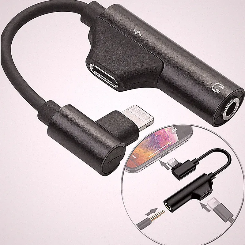 auvisio Kopfhörer-/Lade-Adapter für iPhone, 3,5mm-Klinke, Lightning-kompatibel