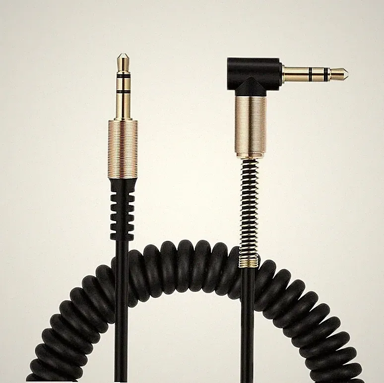 AUX Audio Kabel Köpfhörerkabel 3,5mm Klinke Winkel 90°Klinkenkabel Spiralkabel