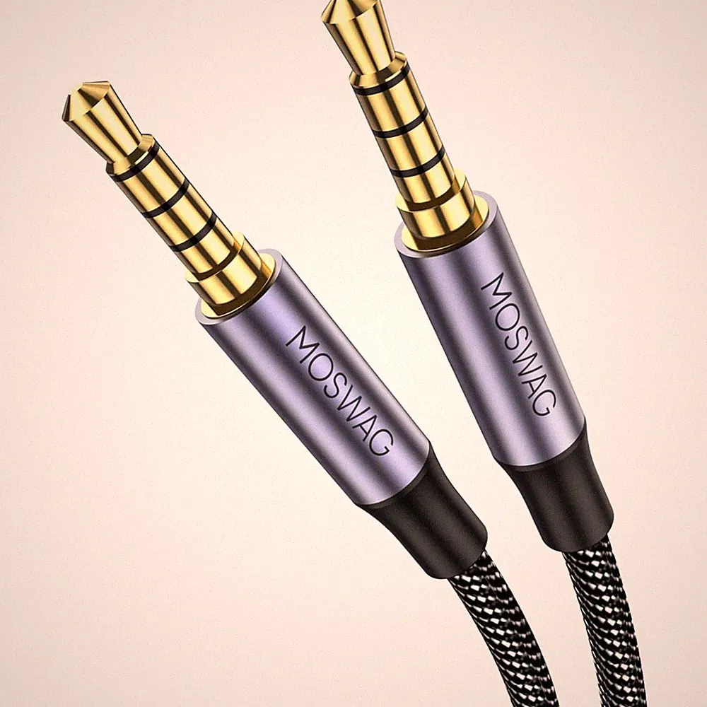 Aux Kabel 3,5mm Kabel Mikrofon Stereo Nylon geflochten Smartphone Kopfhörer