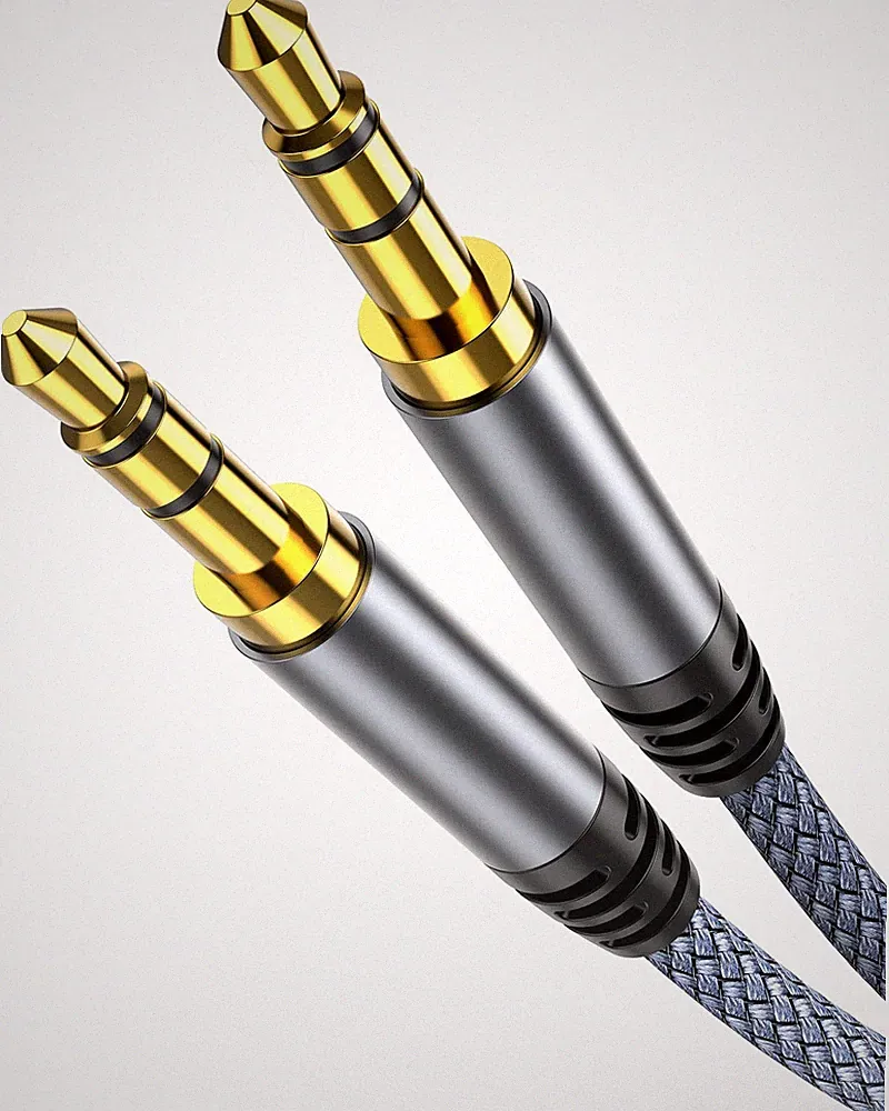 Aux Kabel 3,5mm Klinke Audiokabel Kopfhörer Hi-Fi Nylon 1,2M 2er Pack 24K Gold