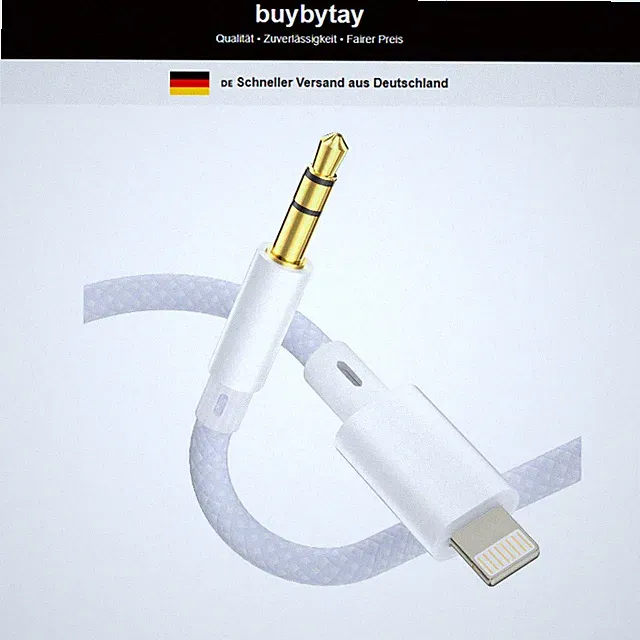 Aux Kabel für iPhone 3.5mm auf Lightning, geflochten, 1.2m