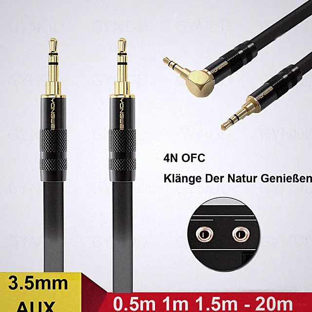 AUX Kabel Kopfhörerkabel Audio Klinkenkabel 3,5 mm Klinke Winkel Auto 0,5m - 20m