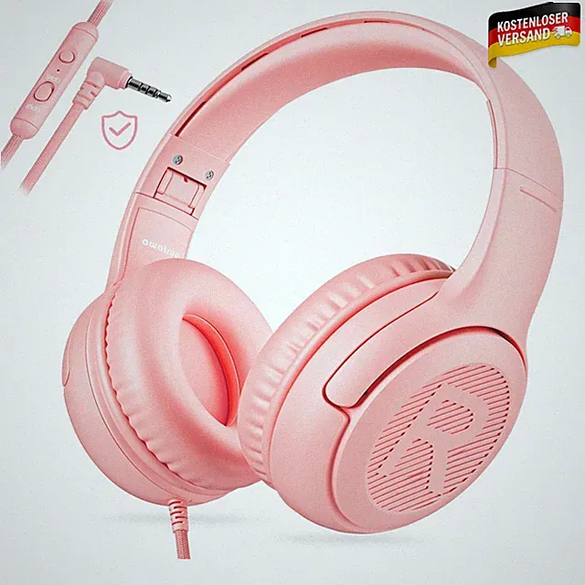 awatrue Kinderkopfhörer Over-Ear Mikrofon 85 94dB Stereo faltbar einstellbar L