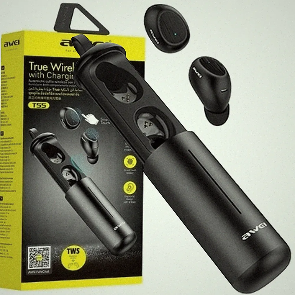 AWEI BLUETOOTH 5.0 KOPFHÖRER T55 TWS FÜR GAMING-TELEFONE MIT STATION