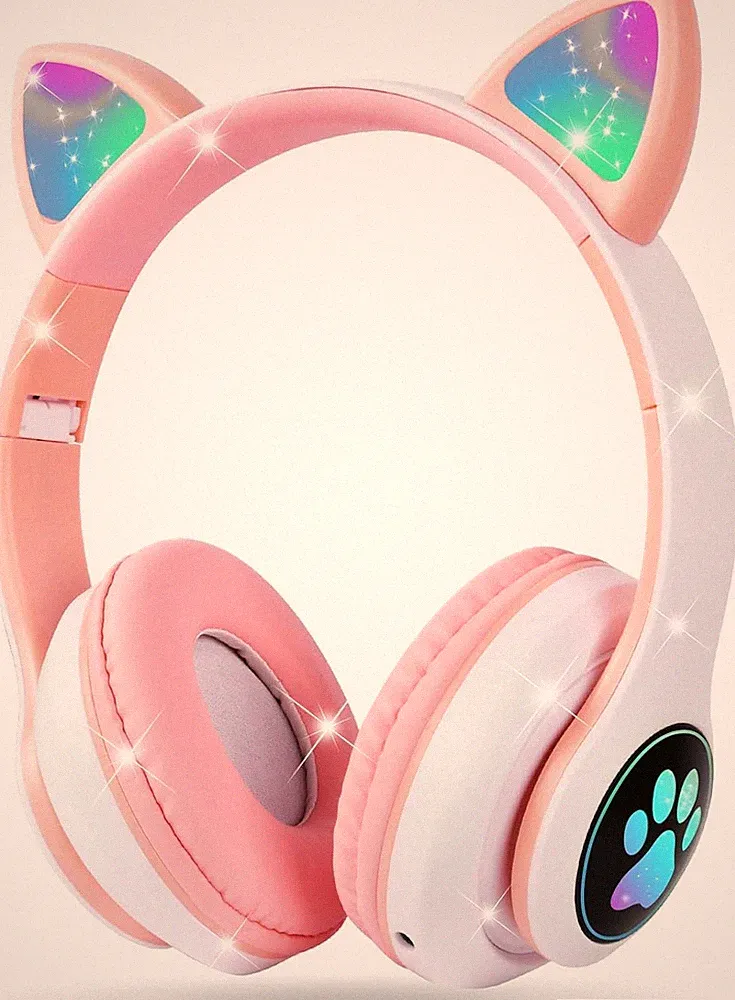 AXFEE Kopfhörer Kinder, Kinderkopfhörer Bluetooth, Mädchen Katzenohr Over-Ear