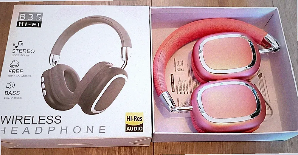 B35 Bluetooth Over-Ear Kopfhörer Hi-Res Audio Hi-Fi Stereo kabellos Rosa/Silber