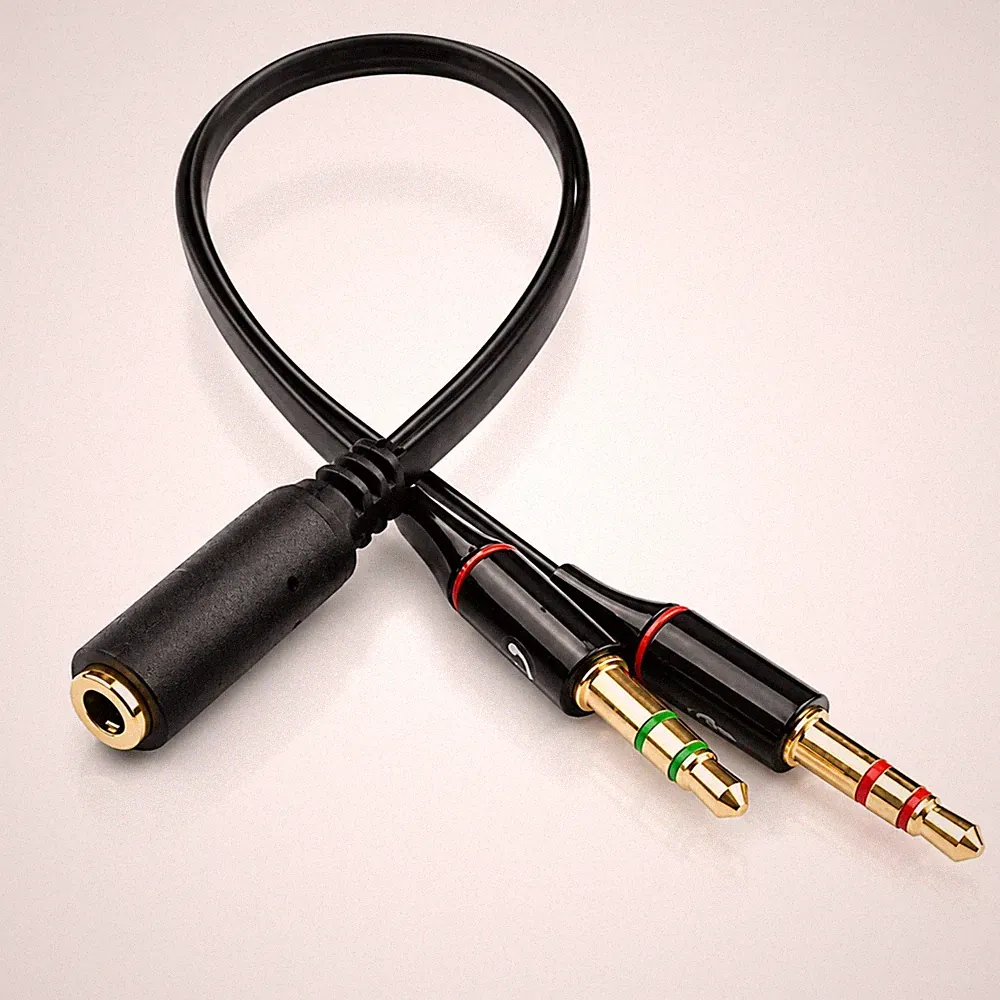 B90 3.5mm Klinke Y Adapter Stereo Buchse auf 2x Klinken Stecker für Kopfhörer PC