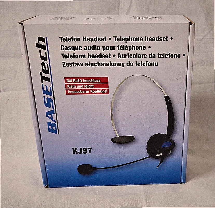 Basetech KJ-97 Telefon On Ear Headset kabelgebunden Mono Schwarz
