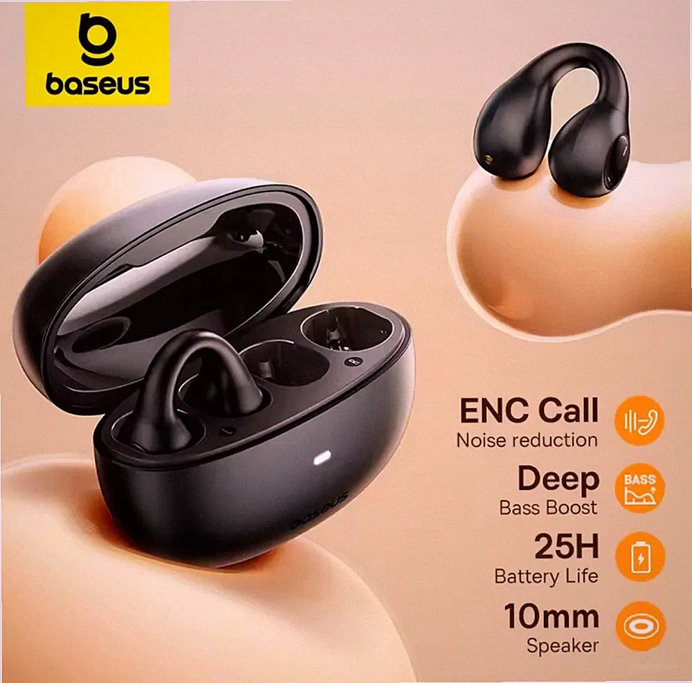 Baseus Airgo AS01 8D Ohrclip Kopfhörer Noise Cancelling Bass Surround Sound Mikrofon