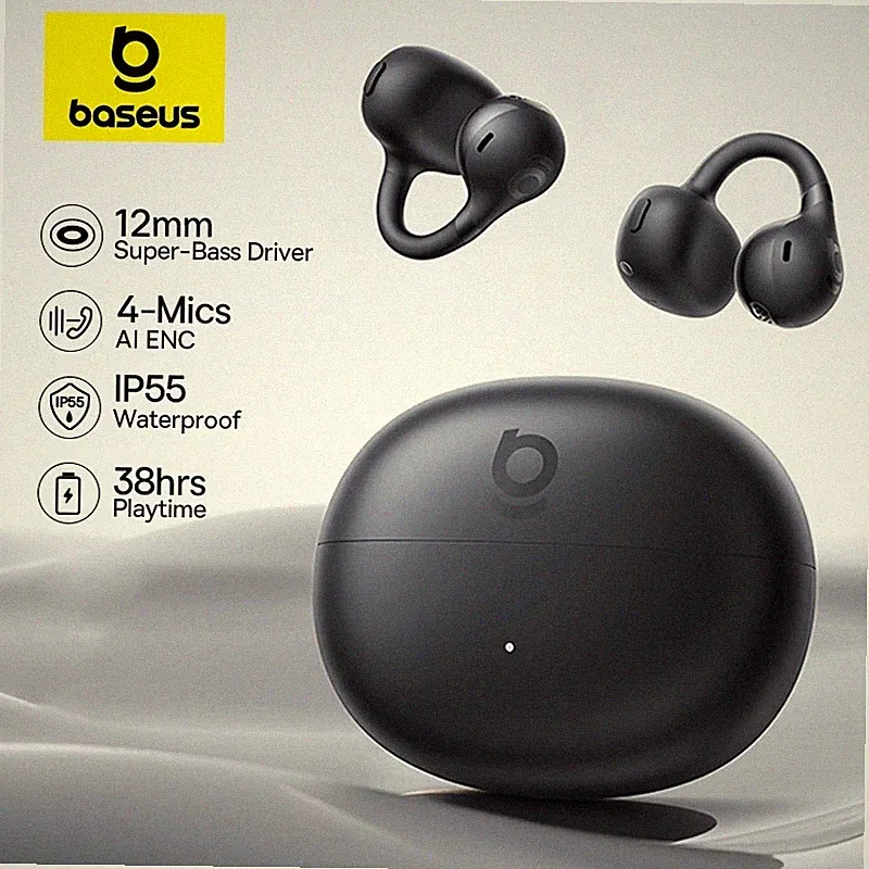 Baseus BC1 Open Ear Kopfhörer, Ohrclip mit Beeindruckender Klang, Adaptiver
