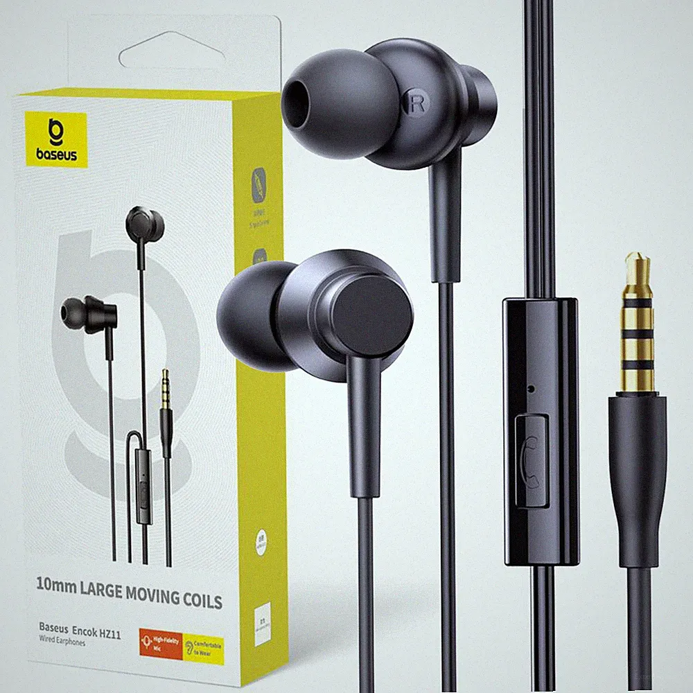 Baseus Kopfhörer AUX Headset In-Ear Stereo 3,5mm Klinke Stecker Anschluss 1,2m