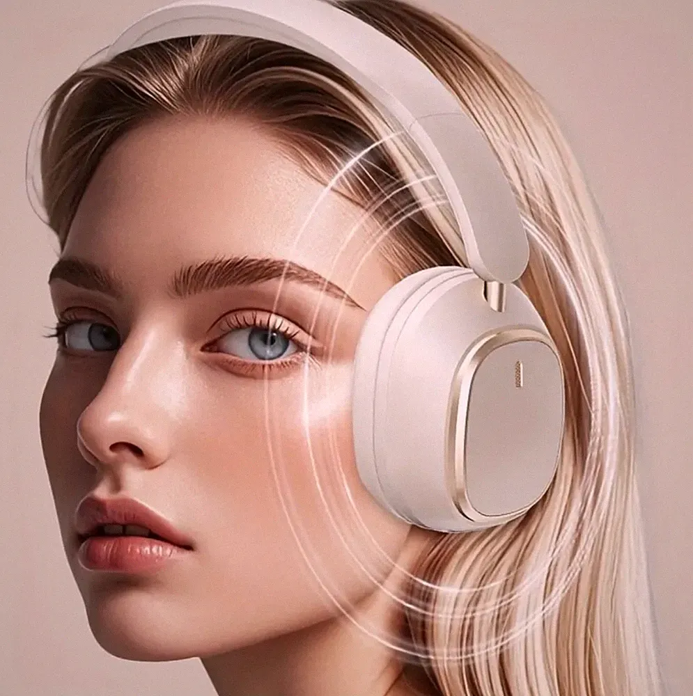 Baseus Wireless Bluetooth V5.4 Kopfhörer ANC Noise Cancelling Over-Ear Creme
