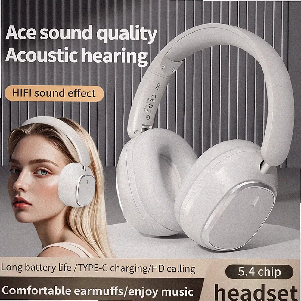 Baseus Wireless Bluetooth V5.4 Kopfhörer ANC Noise Cancelling Over-Ear weiß