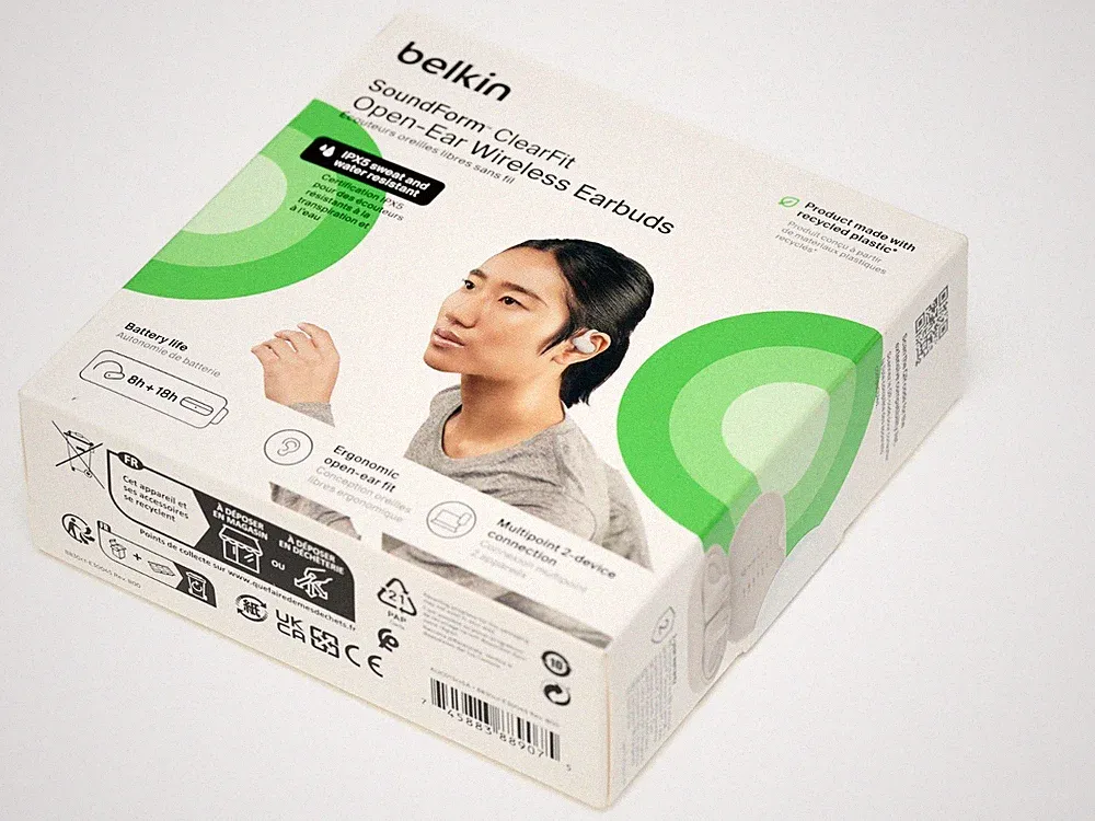 Belkin SoundForm ClearFit | IPX5 Bluetooth 5.3 Open-Ear Ohrhörer (Beige)