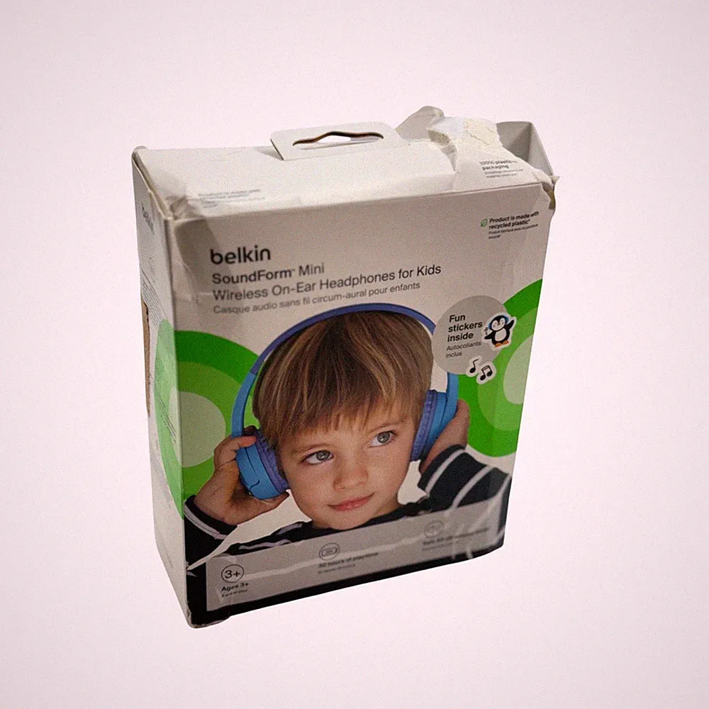 Belkin SoundForm Mini Kinder Bluetooth Kopfhörer On-Ear Blau mit Stickern