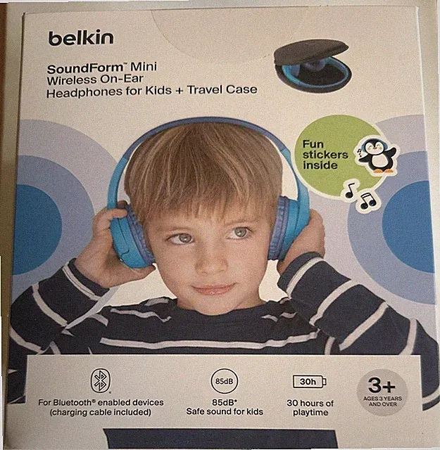 Belkin SoundForm Mini, Wireless On-Ear, Kopfhörer für Kinder + Reiseetui