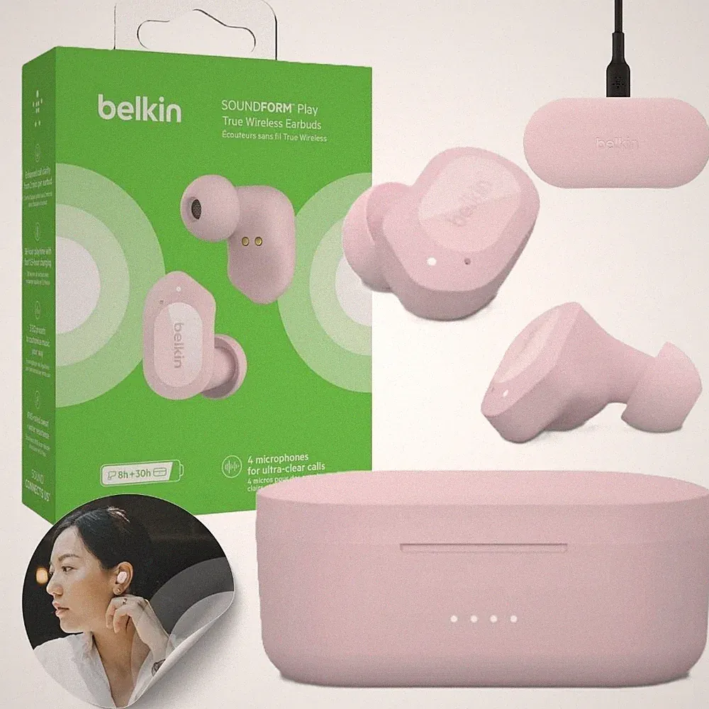 Belkin SoundForm Play Kabellose Over-Ear Kopfhörer Rosa Bluetooth