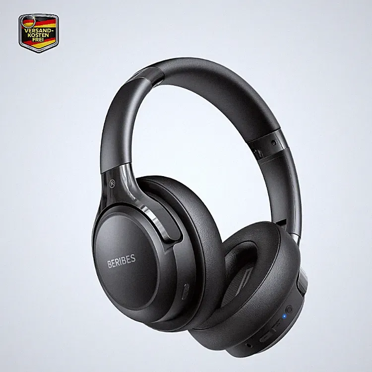 BERIBES Bluetooth Kopfhörer Kabellos Over Ear 65h Akku 6 EQ-Modi Schwarz 40mm