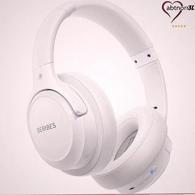 BERIBES Bluetooth Kopfhörer Kabellos Over Ear 65h Akku 6 EQ-Modi Weiß 3,5 mm