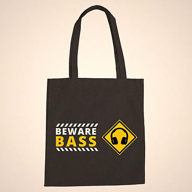 Beware Bass Baumwolltasche - Musik DJ Kopfhörer Hip Hop Techno Rock Metal