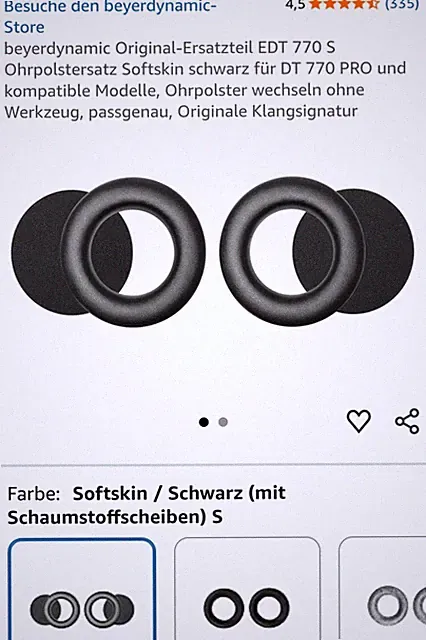 beyerdynamic Original-Ersatzteil EDT 770 SOhrpolster schwarz für DT 770 PRO