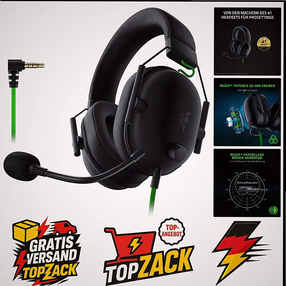 BlackShark V2 X - Esports Gaming Headset Kabelgebundene Kopfhörer mit 50mm-T...