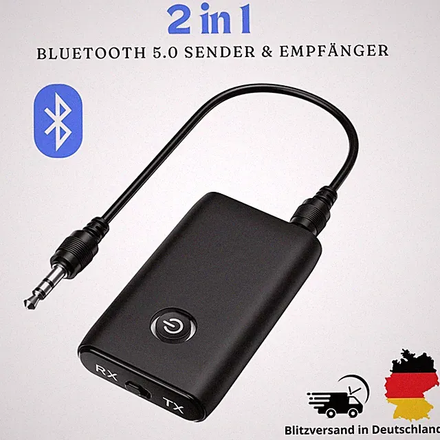 Bluetooth 5.0 2in1 Audio Adapter Sender & Empfänger für TV, PC, Kopfhörer, Musik