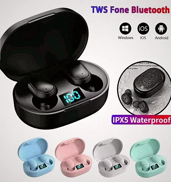 Bluetooth 5.0 Kopfhörer E6S TWS In-Ear Wireless, LED-Display, Ladecase 5 Farbe