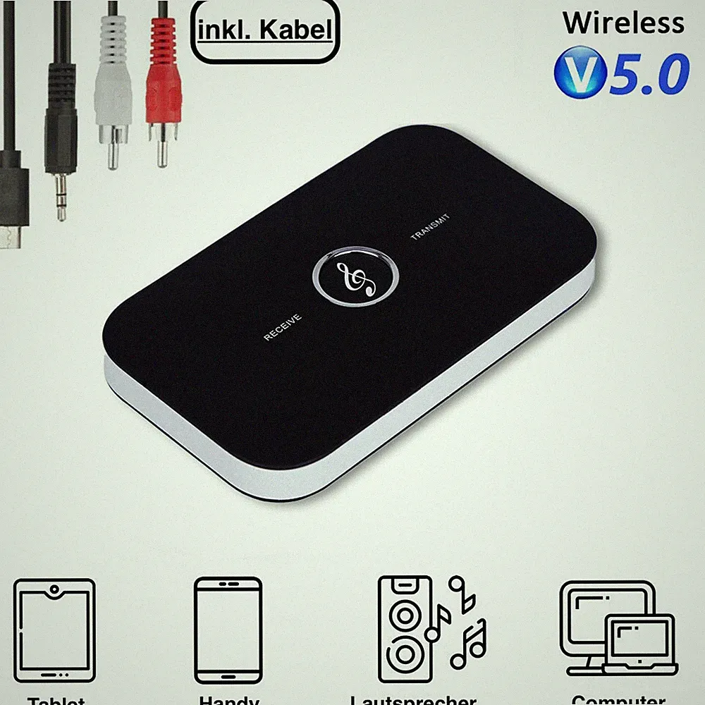 Bluetooth 5.0 Transmitter Empfänger Sender 2in1 Aux Audio Adapter TV Kopfhörer