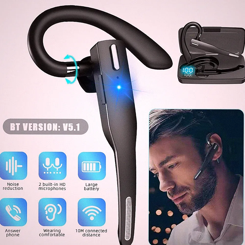 Bluetooth 5.1 Headset Stereo Kopfhörer Kabellos Im Ohr Ohrhörer mit Mikrofon DE
